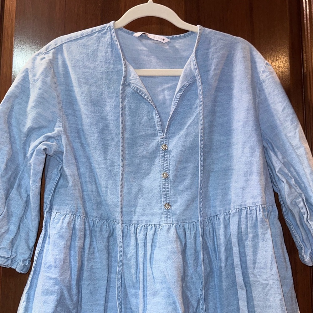 Zara denim mini shirt dress
